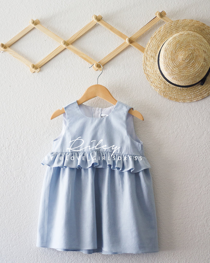 Summer Sky Blue Linen Dress 'Riley ...